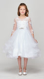 Abby Long Sheer Sleeves with Tulle Skirt    Sizes 2 to 16