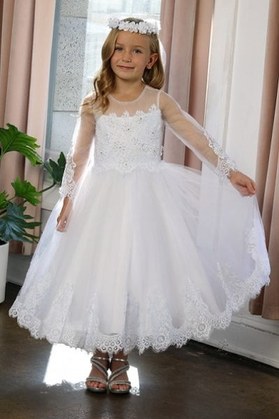 Terry Sheer Long Sleeves Tulle Skirt   Sizes 6 to 20