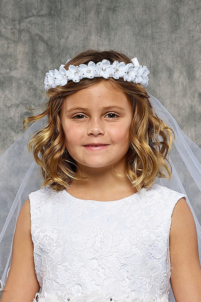 Kendell Rhinestone Center Flower Wreath & Veil