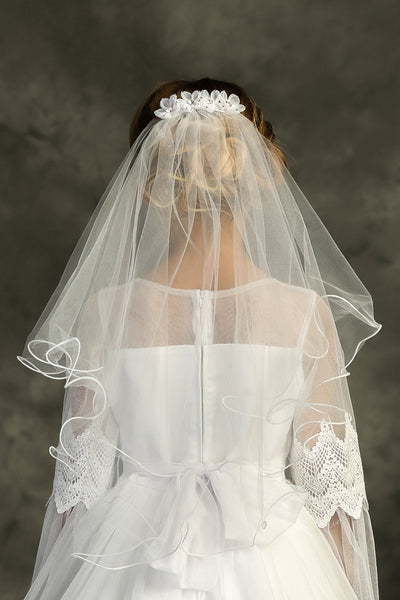 Veil Maria Organza Floral Back Comb with Gem Stones